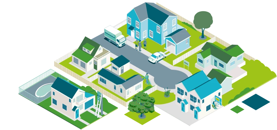 Landing page image of houses in a block - Ending a Tenancy