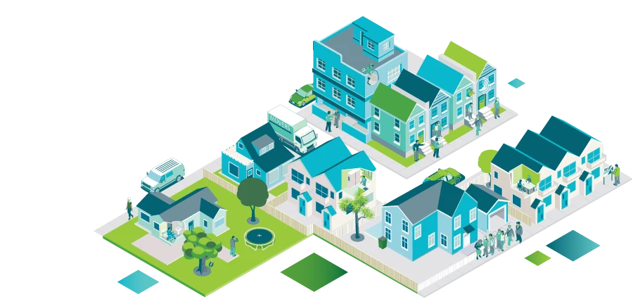 Landing page image of houses in a block - Starting tenancy