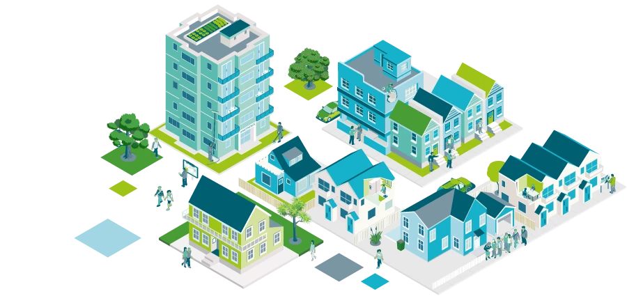 Landing page image of houses in a block - Unit titles